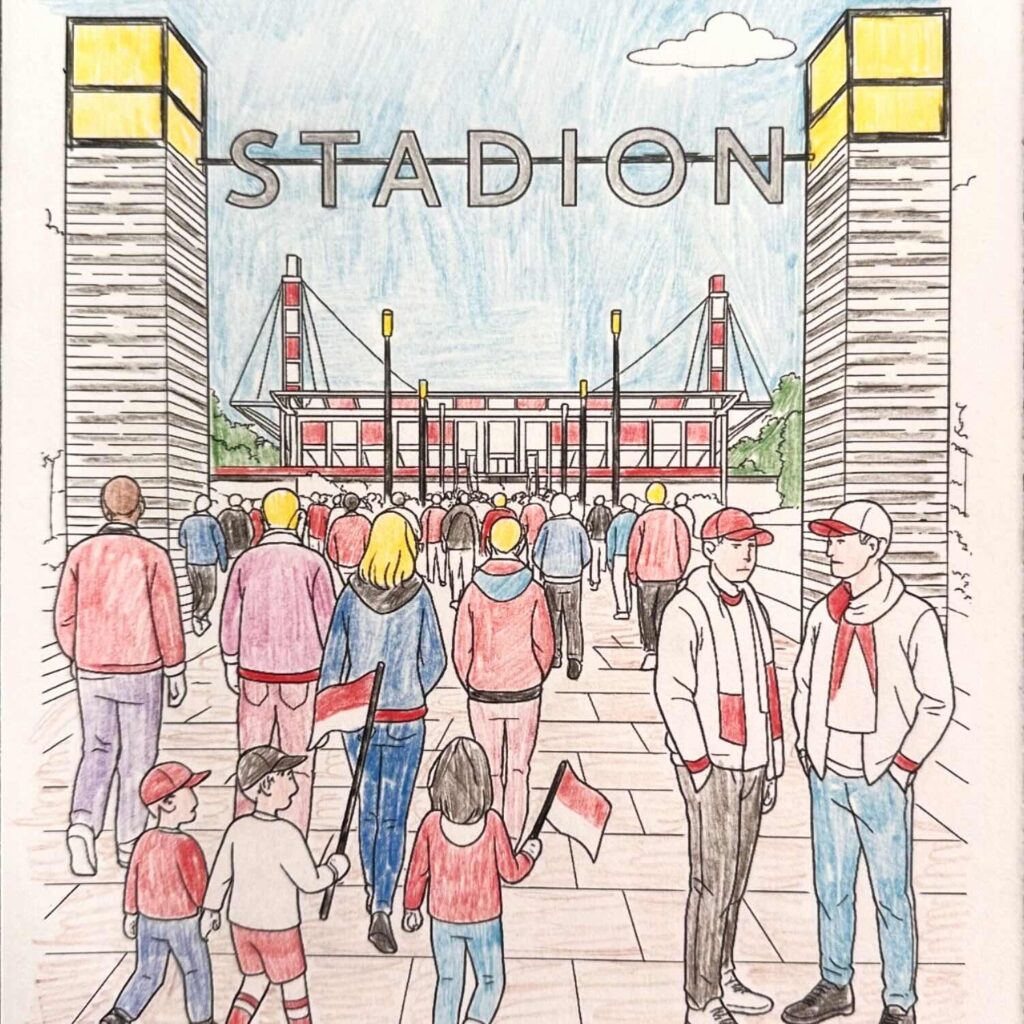 Ausmalbild Stadion quadratisch
